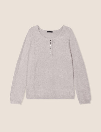 Pull manches longues gris clair femme