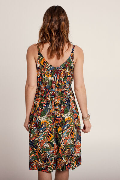 Robe droite à bretelles multicolore femme