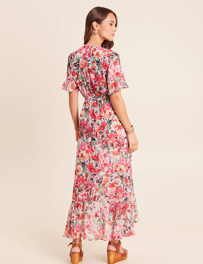 Robe longue portefeuille multicolore femme