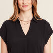 Blouse manches courtes noir femme