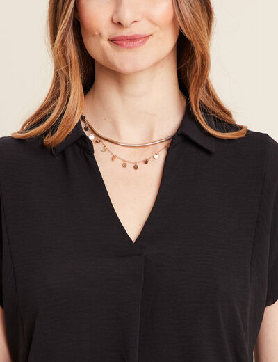 Blouse manches courtes noir femme
