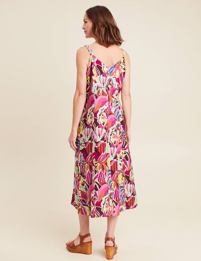 robe évasée crêpe col v sans manches mauve femme