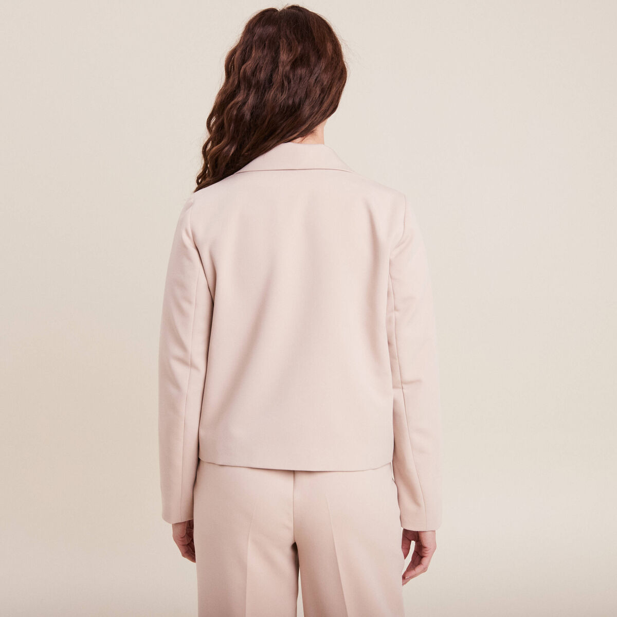 Veste tailleur courte sable femme