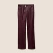 Pantalon enduit coupe large bordeaux femme