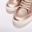 Baskets montantes métallisées rose clair femme