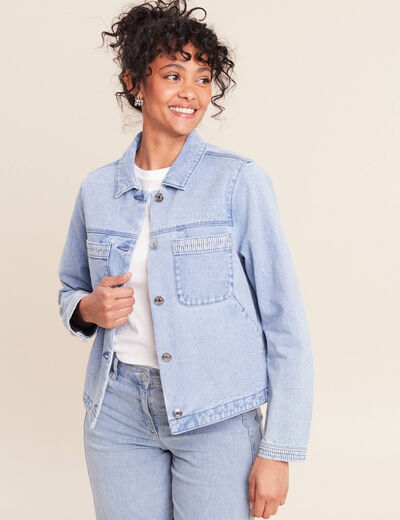 Veste manches longues en jean denim baby bleu femme