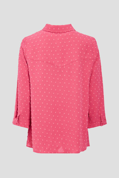 Chemise manches 3/4 rose framboise femme