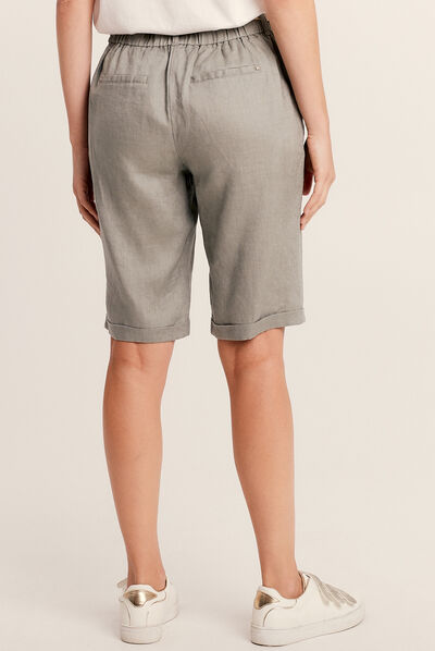 Short droit ceinturé vert clair femme