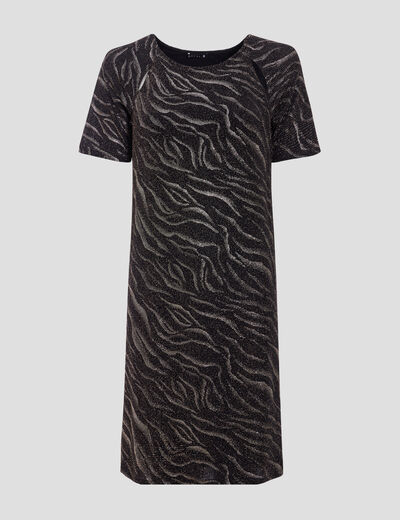Robe droite manches courtes noir femme