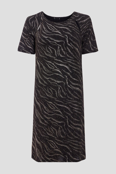 Robe droite manches courtes noir femme