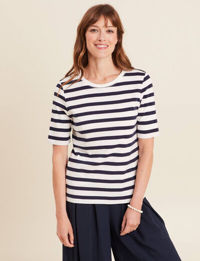 T-shirt col rond bleu marine femme