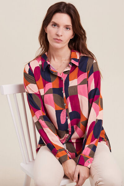 Chemise manches longues multicolore femme