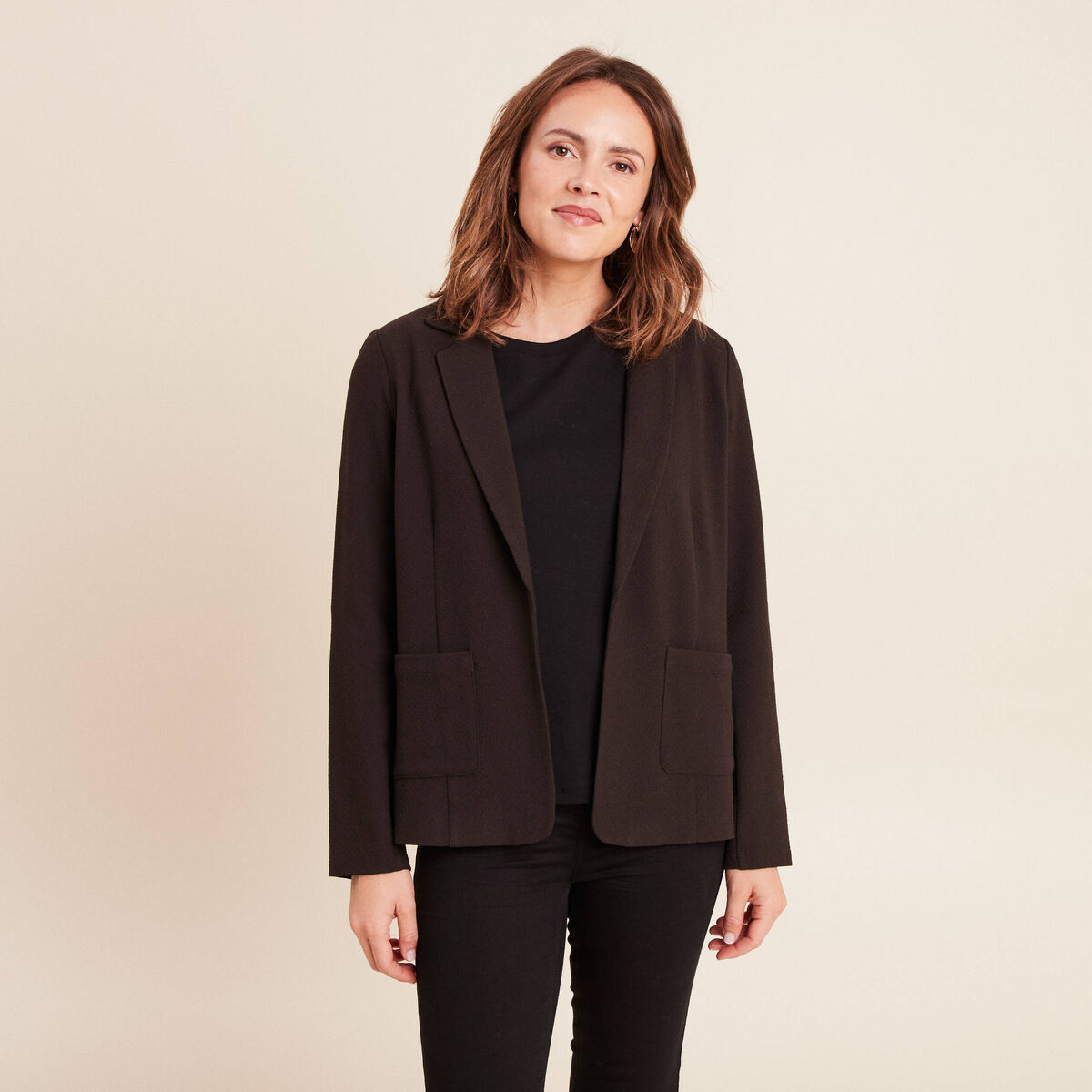 Veste tailleur cintr&eacute;e marron fonc&eacute; femme