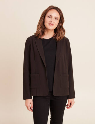 Veste tailleur cintr&eacute;e marron fonc&eacute; femme