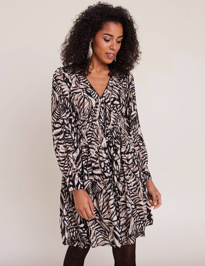 Robe évasée fluide marron clair femme