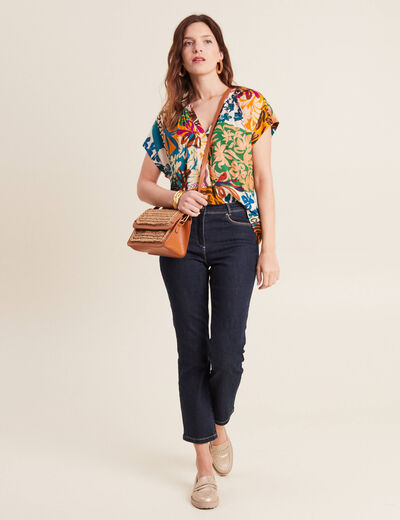 Blouse manches courtes multicolore femme