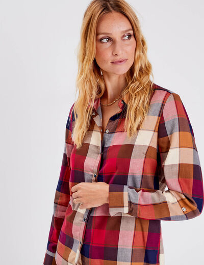 Chemise manches longues bordeaux femme