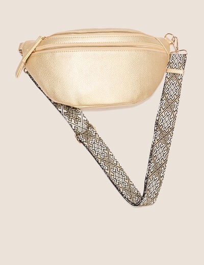 Sac banane zippé couleur or femme