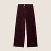 Pantalon large velours marron foncé femme