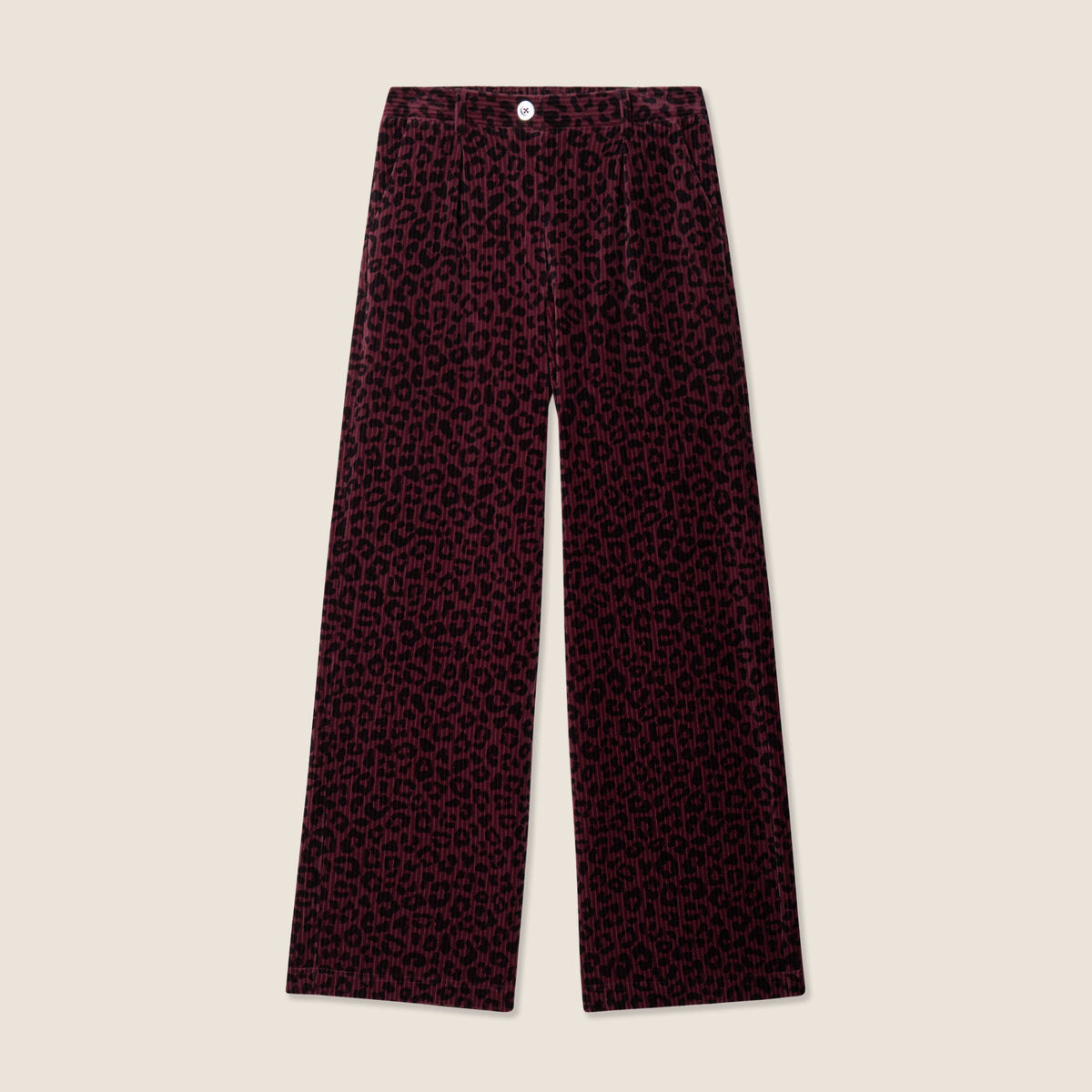 Pantalon large velours marron foncé femme