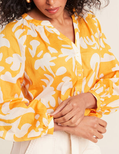 Blouse manches longues jaune moutarde femme