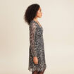 Robe zébrée à sequins évasée noir femme