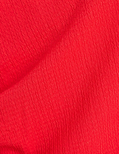 Blouse col V manches coude rouge femme