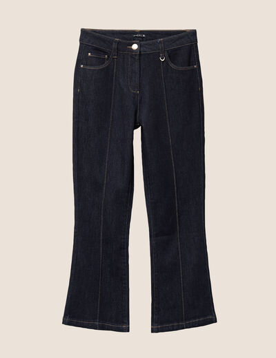 pantalon bootcut 7/8ème taille haute denim brut femme