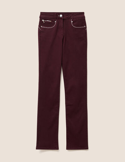 Pantalon droit taille haute bordeaux femme
