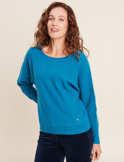 Pull manches longues bleu canard femme