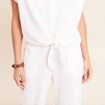 Blouse ample cropped col am&eacute;ricain blanc femme