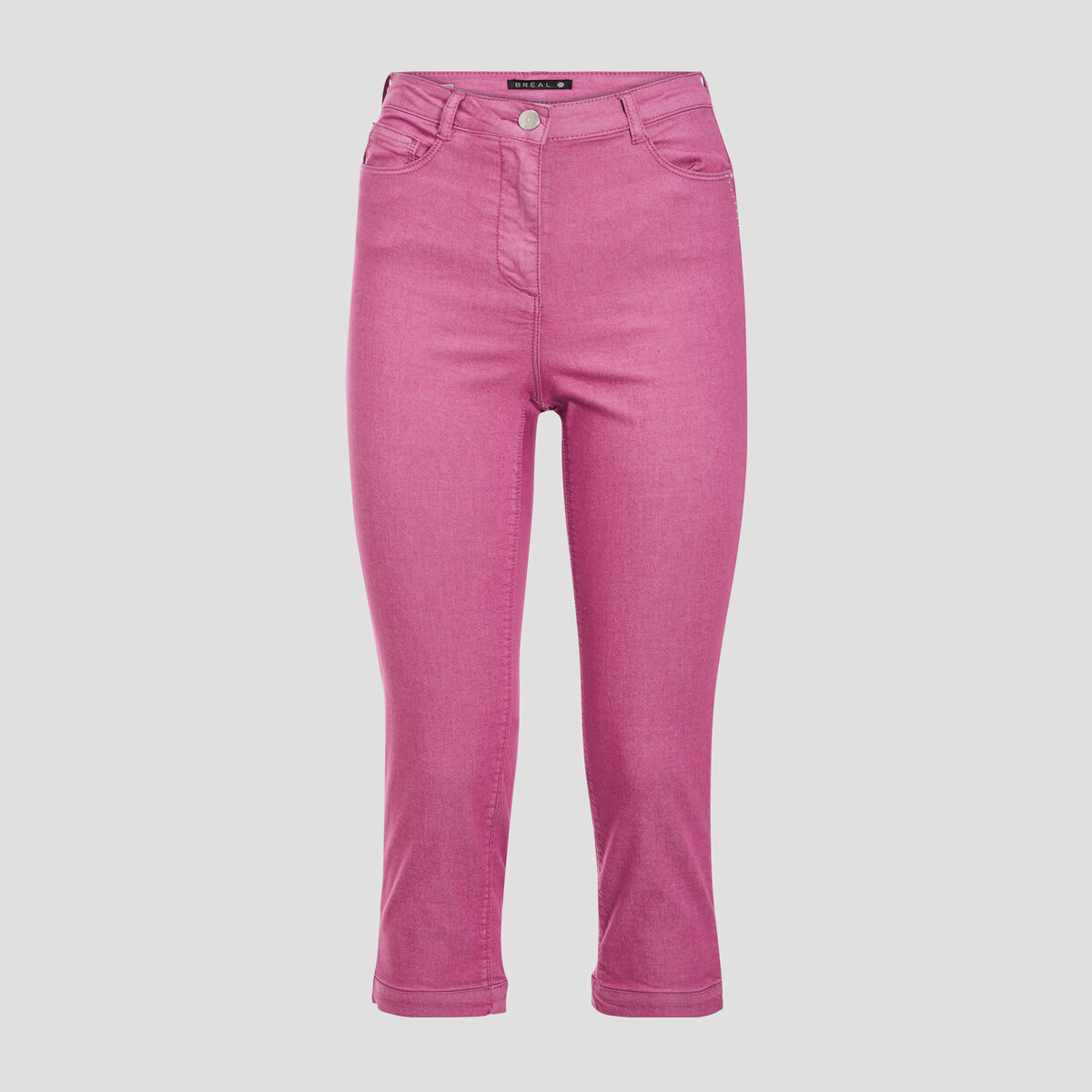 Pantacourt droit taille haute violet femme
