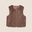 Veste sans manches sans col marron fonc&eacute; marron femme
