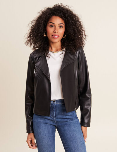Veste cintrée simili cuir noir femme
