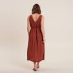Robe midi &eacute;vas&eacute;e satin marron fonc&eacute; femme