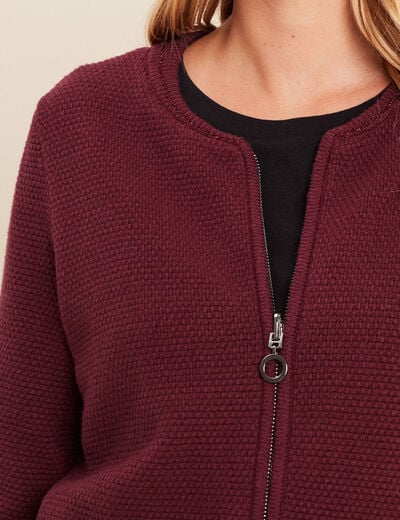 Gilet r&eacute;versible manches longues bordeaux femme