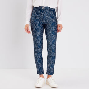 Pantalon ajusté bleu foncé femme
