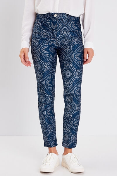 Pantalon ajusté bleu foncé femme