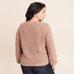 Pull droit long col v manches longues sable femme