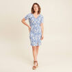 Robe droite courte col V bleu femme
