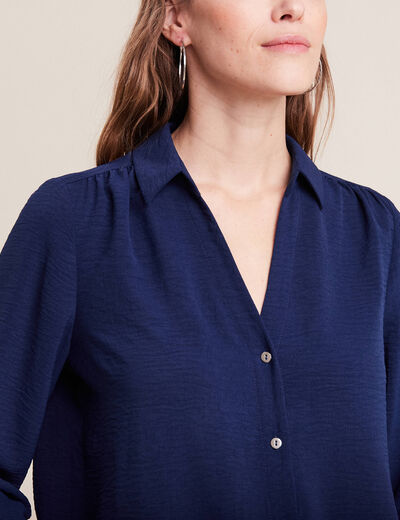 Chemise à manches longues bleu marine femme