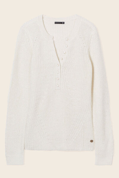 Pull manches longues ecru femme