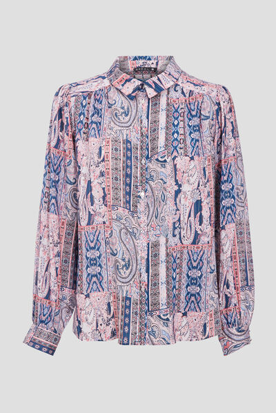 Chemise à manches longues bleu ciel femme