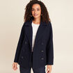 Caban doubl&eacute; avec capuche bleu marine femme