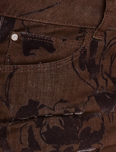 Jean ajusté taille standard marron femme