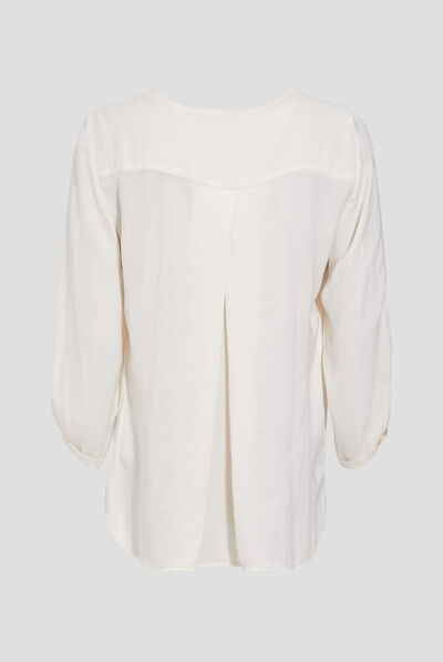 Blouse manches 3/4 ivoire femme