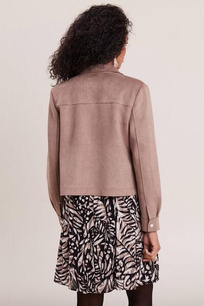 Veste droite suédine taupe femme