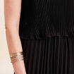 Robe pliss&eacute;e sans manches col rond noir femme