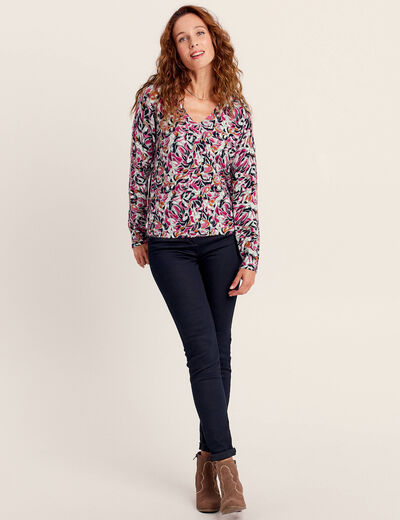 Pull manches longues multicolore femme