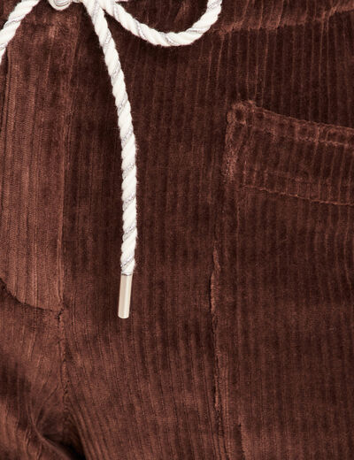 Pantalon coupe mom en velours marron femme
